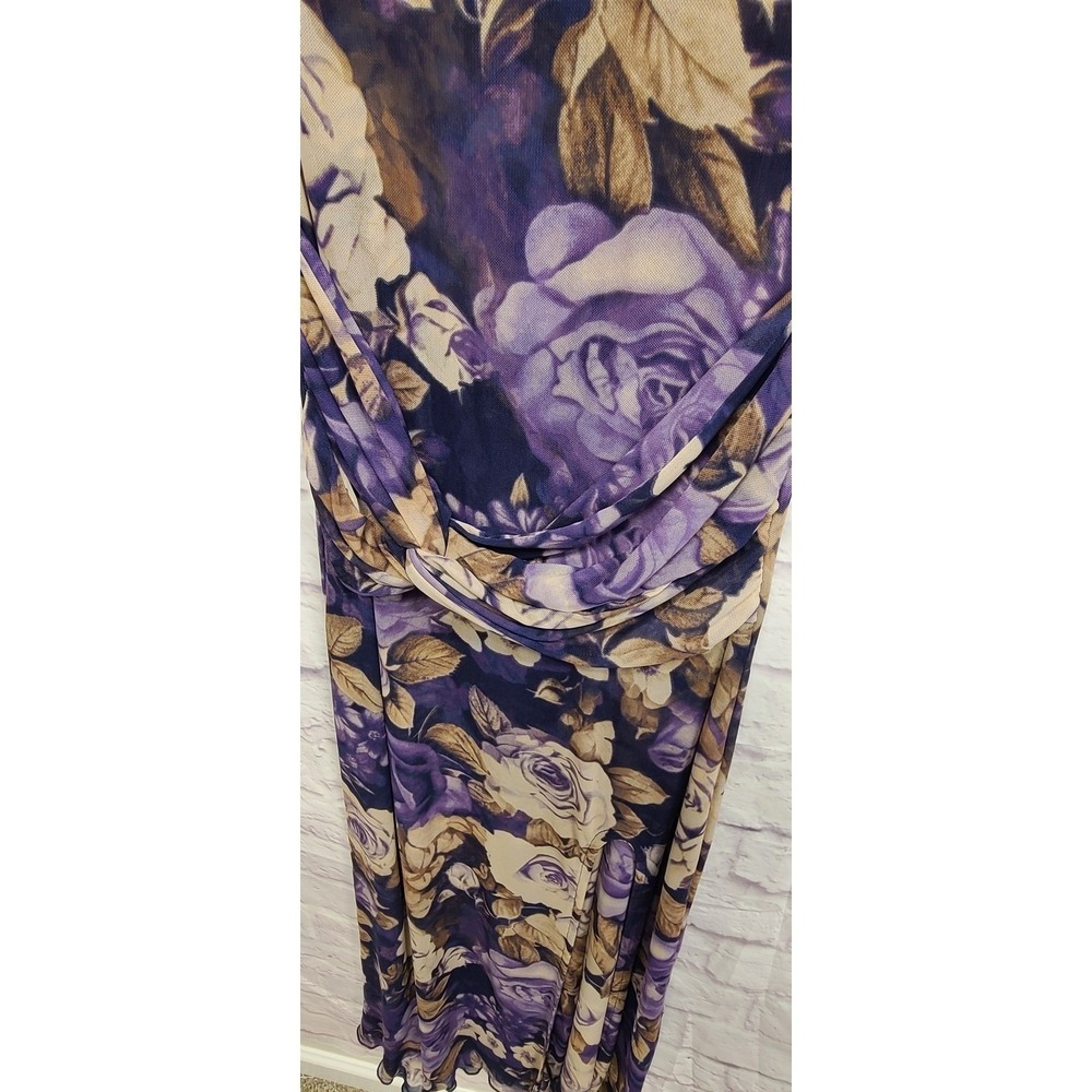 Free‎ People Floral Mesh Long Sleeve Ruched Maxi Dress Purple S - Picture 7 of 9